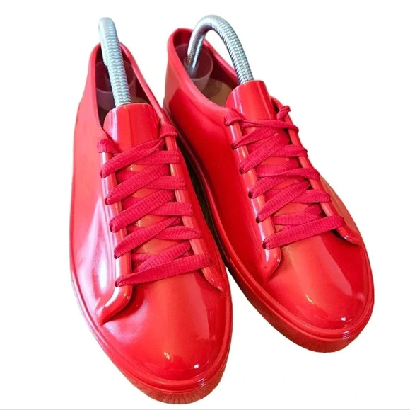 Melissa Women's Jelly PVC Lace  up Low Top Red Sneakers Shoes Size 8. - Picture 11 of 16